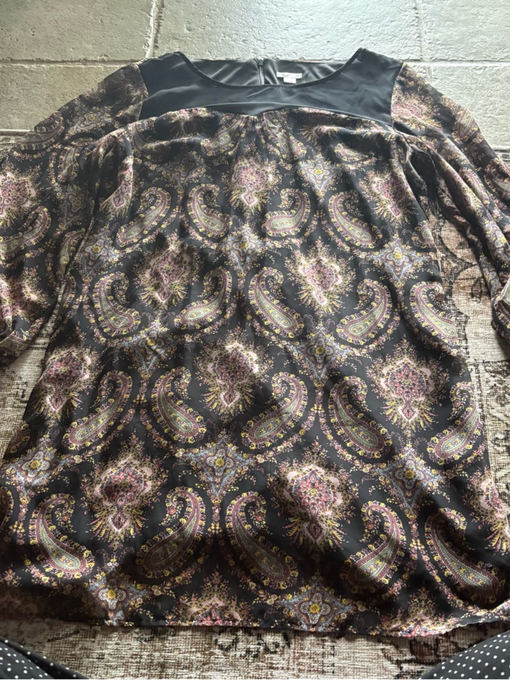 Xhilaration Black Paisley Print Long Sleeve Dress
